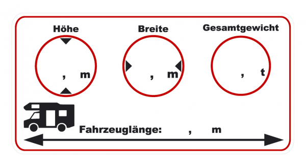 Aufkleber Wohnmobilmaße